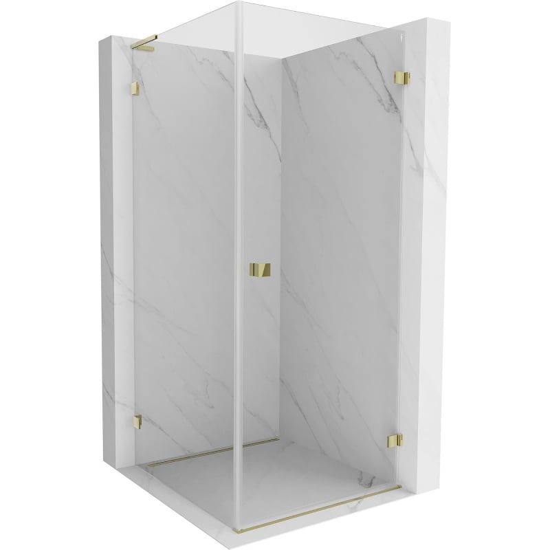 Mexen Lunar-B L Duschkabine schwenkbar rechts 80 x 80 cm, transparent, gold - 832L-080-080-50-00-P