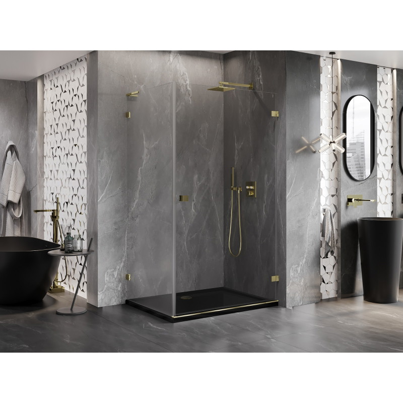 Mexen Lunar-B L Duschkabine schwenkbar rechts 85 x 80 cm, transparent, Gold - 832L-085-080-50-00-P