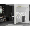Mexen Kioto+ Duschwand mit Regal Walk-in 120 x 200 cm, weißes Muster, golden - 800-120-121-50-85
