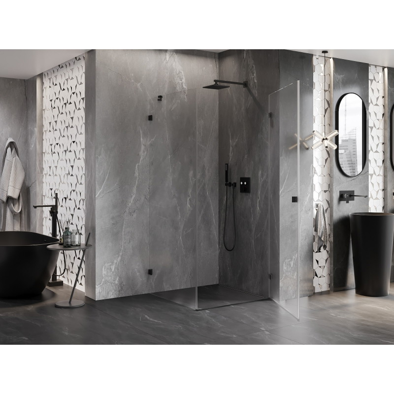 Mexen Lunar-B Pendeltür-Duschkabine rechts 100 x 100 cm, transparent, schwarz - 832-100-100-70-00-P