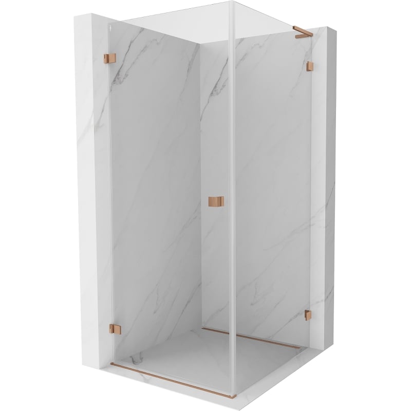 Mexen Lunar-B L Duschkabine schwenkbar links 80 x 80 cm, transparent, gebürstetes Kupfer - 832L-080-080-65-00-L