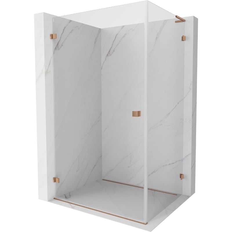 Mexen Lunar-B L Duschkabine links öffnend 100 x 90 cm, transparent, gebürstetes Kupfer - 832L-100-090-65-00-L