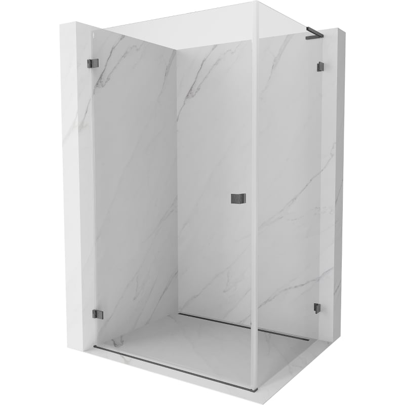Mexen Lunar-B L Duschkabine schwenkbar links 90 x 80 cm, transparent, gebürstet gun gray - 832L-090-080-66-00-L