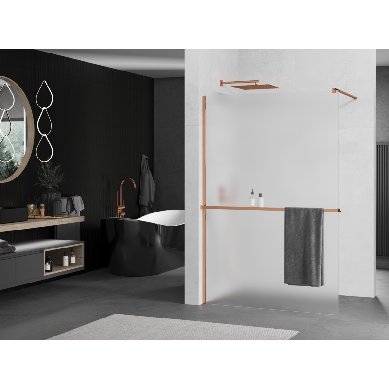 Mexen Kioto+ Duschwand mit Ablage Walk-in 70 x 200 cm, mattiert, Roségold - 800-070-121-60-30
