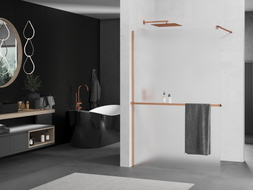 Mexen Kioto+ Duschwand mit Ablage Walk-in 80 x 200 cm, mattiert, Roségold - 800-080-121-60-30