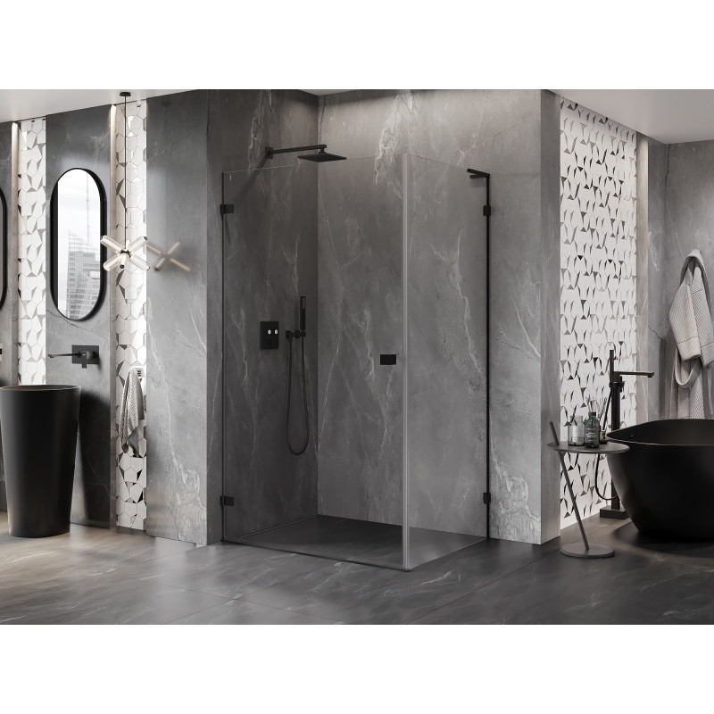 Mexen Lunar-B L Duschkabine, links öffnend, 90 x 80 cm, transparent, schwarz - 832L-090-080-70-00-L