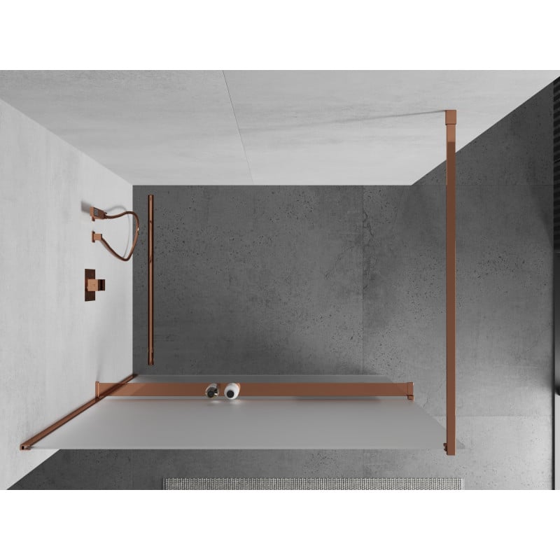 Mexen Kioto+ Duschwand mit Ablage Walk-in 110 x 200 cm, Frost, Roségold - 800-110-121-60-30