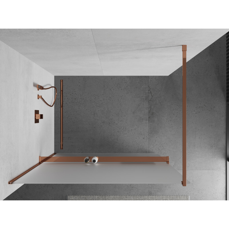 Mexen Kioto+ Duschwand mit Regal Walk-in 120 x 200 cm, Frost, Roségold - 800-120-121-60-30