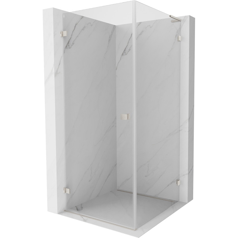 Mexen Lunar-B L schwenkbare Duschkabine links 80 x 80 cm, transparent, gebürsteter Nickel- 832L-080-080-97-00-L
