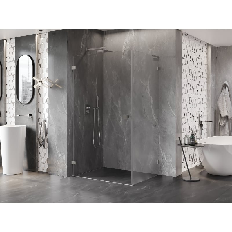 Mexen Lunar-B L Schwingtür-Duschkabine links 95 x 80 cm, transparent, gebürsteter Nickel- 832L-095-080-97-00-L
