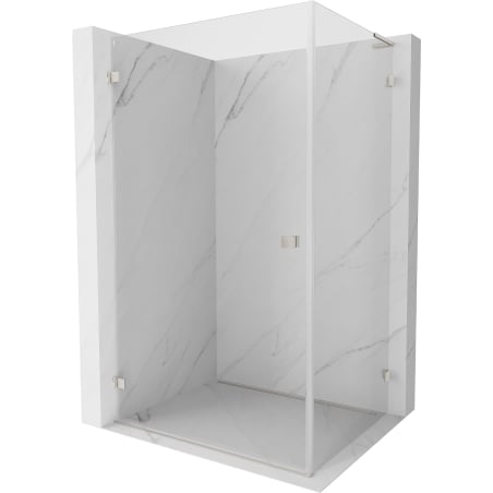 Mexen Lunar-B L Duschkabine schwenkbar links 100 x 80 cm, transparent, gebürstetes Nickel- 832L-100-080-97-00-L