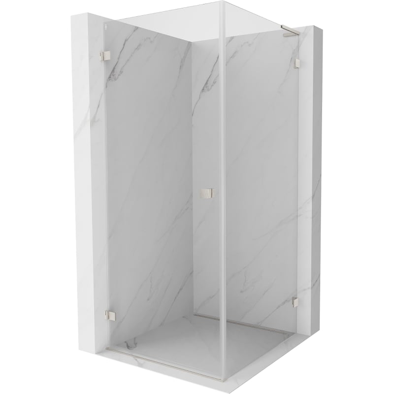 Mexen Lunar-B L Duschkabine schwenkbar links 90 x 90 cm, transparent, gebürsteter Nickel- 832L-090-090-97-00-L