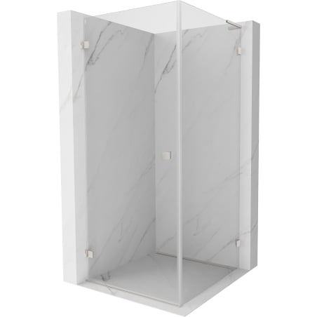 Mexen Lunar-B L Duschkabine schwenkbar links 90 x 90 cm, transparent, gebürsteter Nickel- 832L-090-090-97-00-L