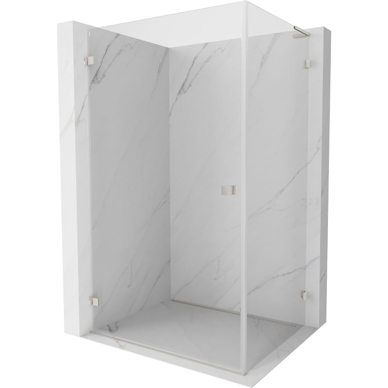 Mexen Lunar-B L Duschkabine schwenkbar links 100 x 90 cm, transparent, gebürstetes Nickel- 832L-100-090-97-00-L