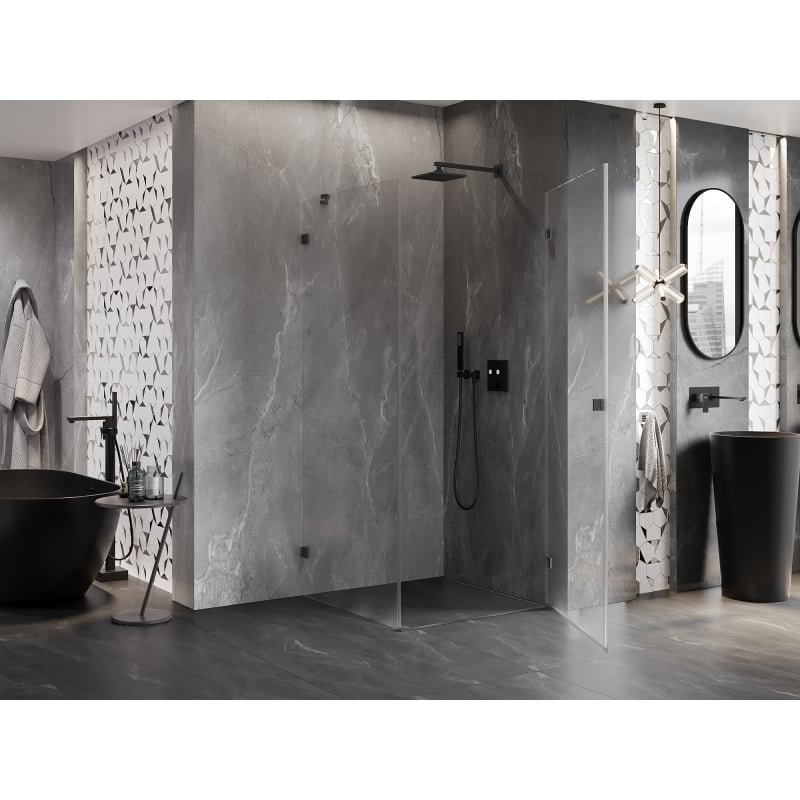 Mexen Lunar-B Duschkabine, rechts öffnend, 80 x 80 cm, transparent, Gun Metal - 832-080-080-95-00-P