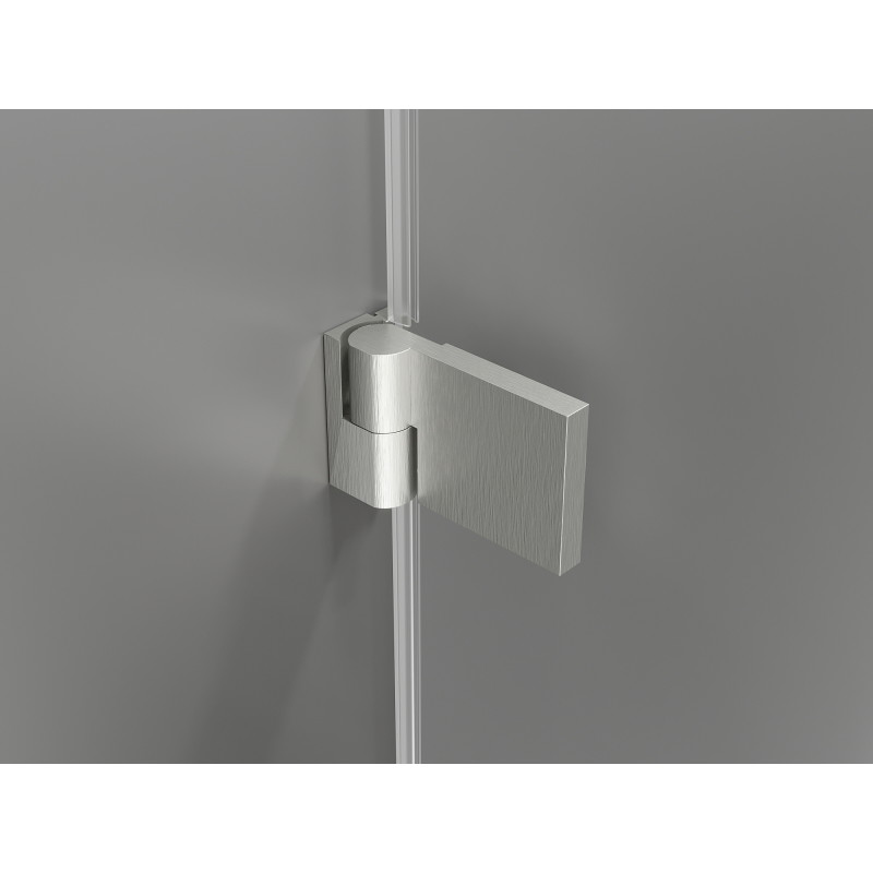 Mexen Lunar-B Duschkabine, rechts schwenkbar, 80 x 80 cm, transparent, gebürsteter Nickel - 832-080-080-97-00-P