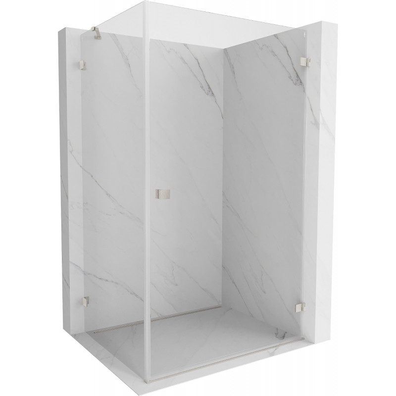 Mexen Lunar-B Duschkabine, rechts öffnend, 100 x 80 cm, transparent, gebürstetes Nickel - 832-100-080-97-00-P