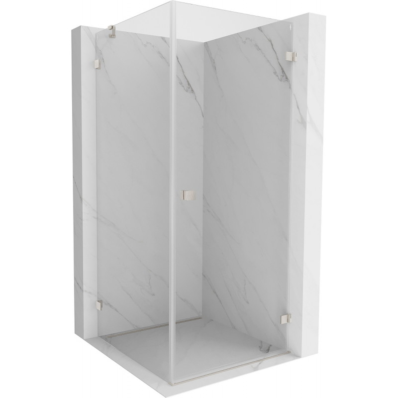 Mexen Lunar-B Duschkabine Schwenkbar Rechts 90 x 90 cm, Transparent, Gebürsteter Nickel - 832-090-090-97-00-P