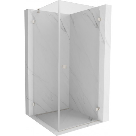 Mexen Lunar-B Duschkabine Schwenkbar Rechts 90 x 90 cm, Transparent, Gebürsteter Nickel - 832-090-090-97-00-P
