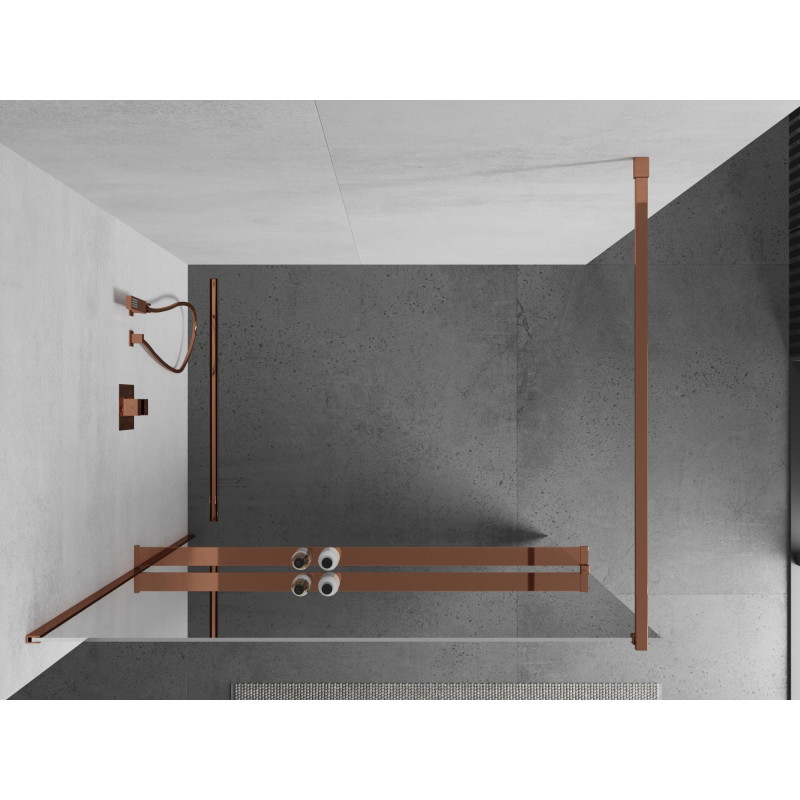 Mexen Kioto+ Duschtrennwand mit Ablage Walk-in 110 x 200 cm, Spiegel, Roségold - 800-110-121-60-50
