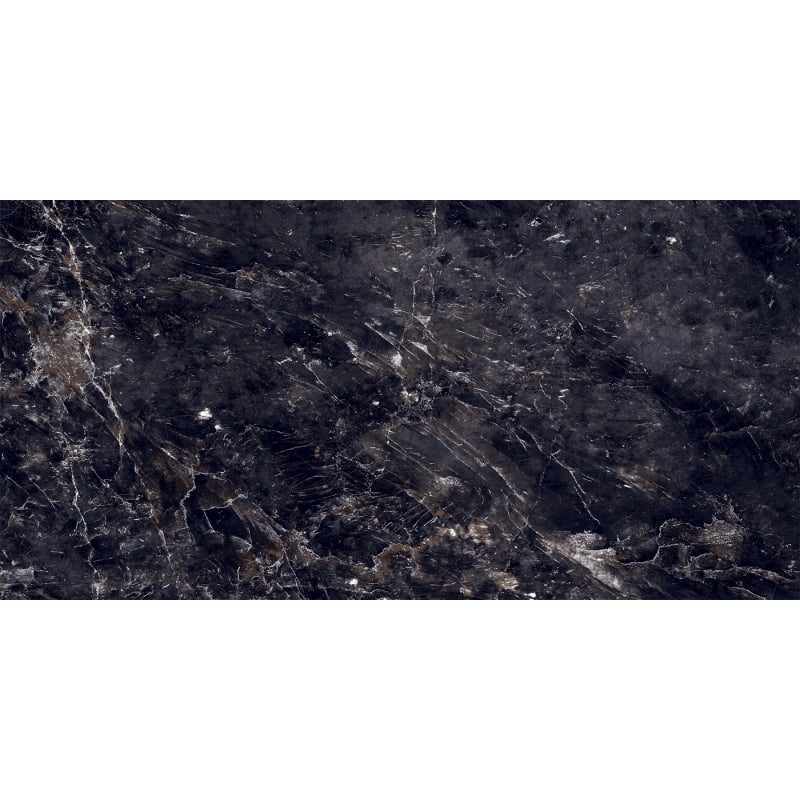 Mexen Rokocha Schwarz glasiertes Feinsteinzeug rekt. G1, Boden- und Wandfliese 120 x 60 cm, hochglänzend - TL205-120-060-01