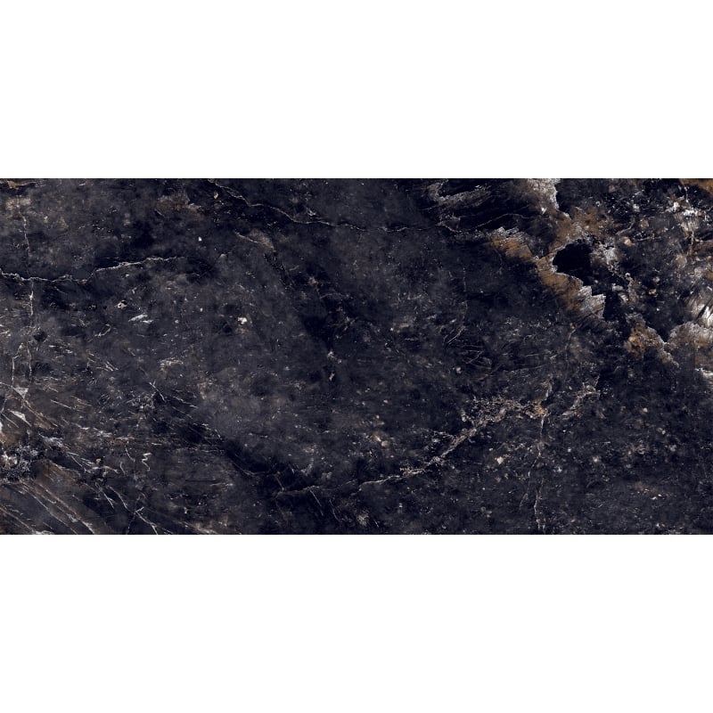Mexen Rokocha Schwarz glasiertes Feinsteinzeug rekt. G1, Boden- und Wandfliese 120 x 60 cm, hochglänzend - TL205-120-060-01