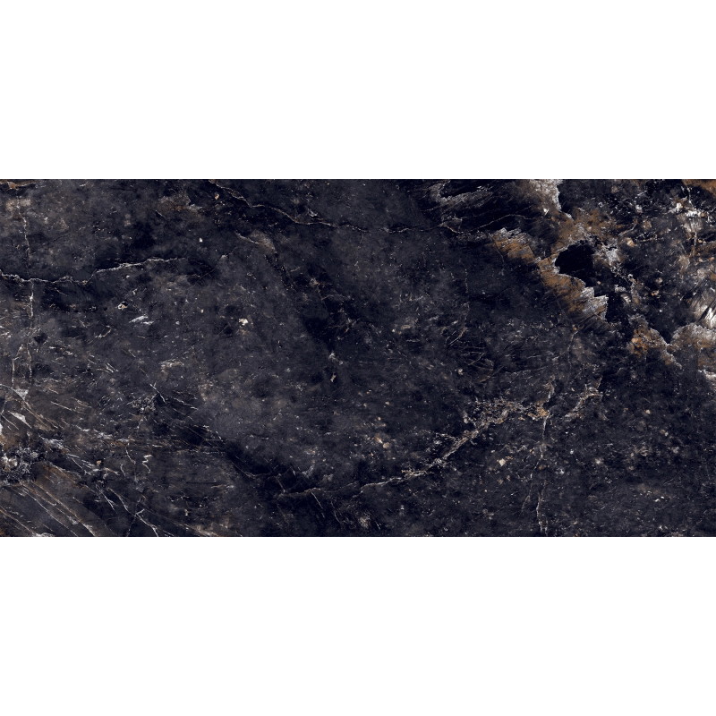 Mexen Rokocha Schwarzer glasierter Gres rekt. G1, Boden- und Wandfliese 120 x 60 cm, Hochglanz - TL205-120-060-01