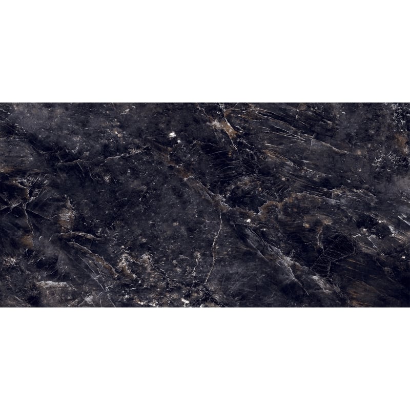 Mexen Rokocha Schwarz glasiertes Feinsteinzeug rekt. G1, Boden- und Wandfliese 120 x 60 cm, hochglänzend - TL205-120-060-01
