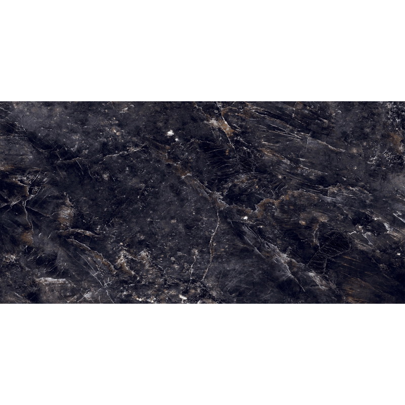 Mexen Rokocha Schwarzer glasierter Gres rekt. G1, Boden- und Wandfliese 120 x 60 cm, Hochglanz - TL205-120-060-01