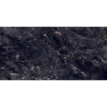 Mexen Rokocha Schwarz glasiertes Feinsteinzeug rekt. G1, Boden- und Wandfliese 120 x 60 cm, hochglänzend - TL205-120-060-01