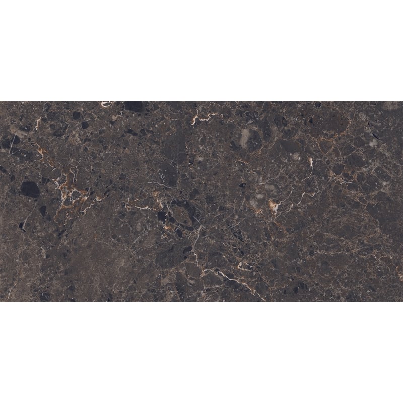 Mexen Slik Emperador Brauner glasiertes Feinsteinzeug rektifiziert G1, Boden- und Wandfliese 120 x 60 cm, Hochglanz
