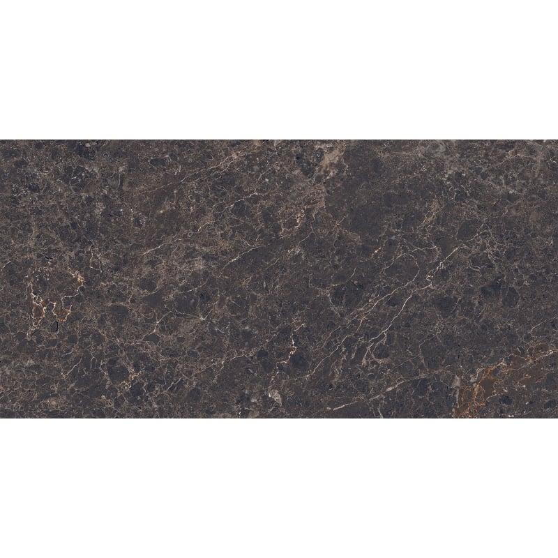 Mexen Slik Emperador Brauner glasiertes Feinsteinzeug rektifiziert G1, Boden- und Wandfliese 120 x 60 cm, Hochglanz