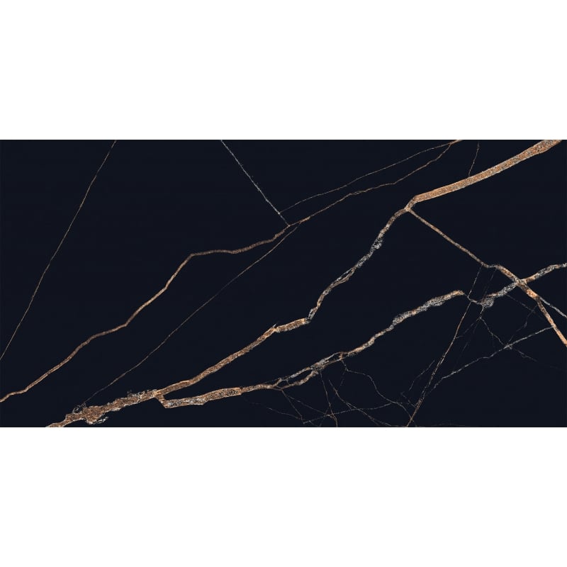 Mexen Fossil Schwarzer glasiert Gres rect. G1, Boden- und Wandfliese 120 x 60 cm, hoher Glanz - TL213-120-060-00