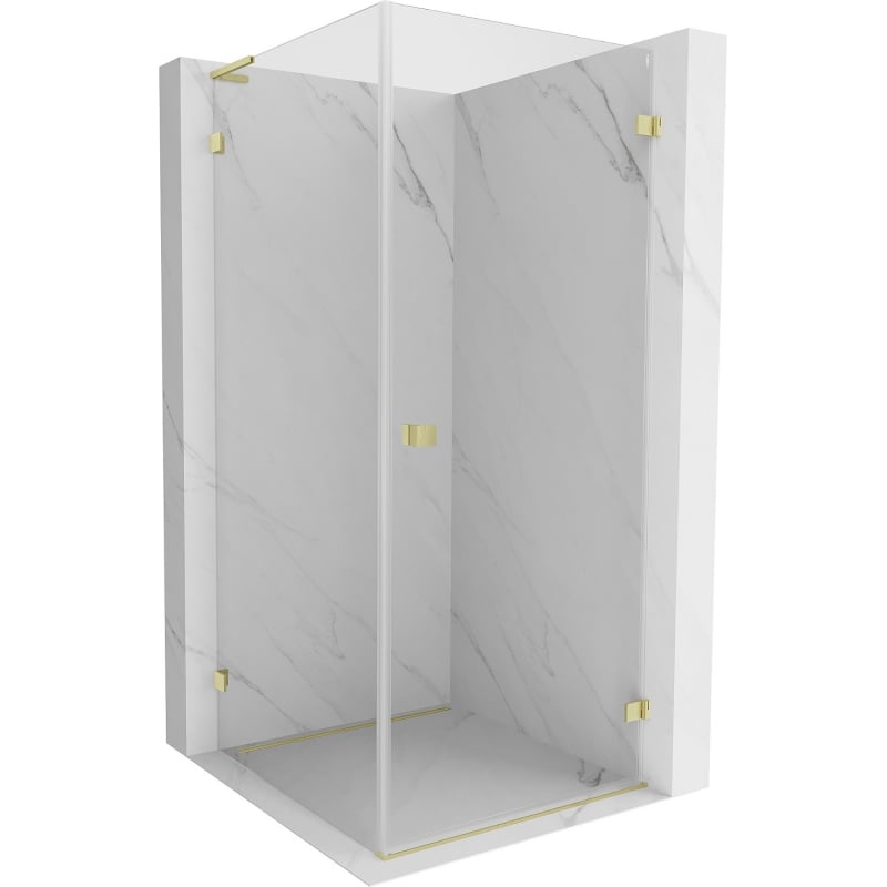 Mexen Lunar-B L Duschkabine schwenkbar rechts 90 x 90 cm, transparent, gold gebürstet - 832L-090-090-55-00-P