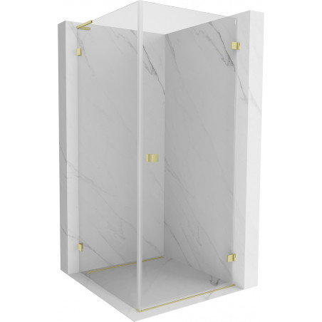 Mexen Lunar-B L Duschkabine schwenkbar rechts 90 x 90 cm, transparent, gold gebürstet - 832L-090-090-55-00-P
