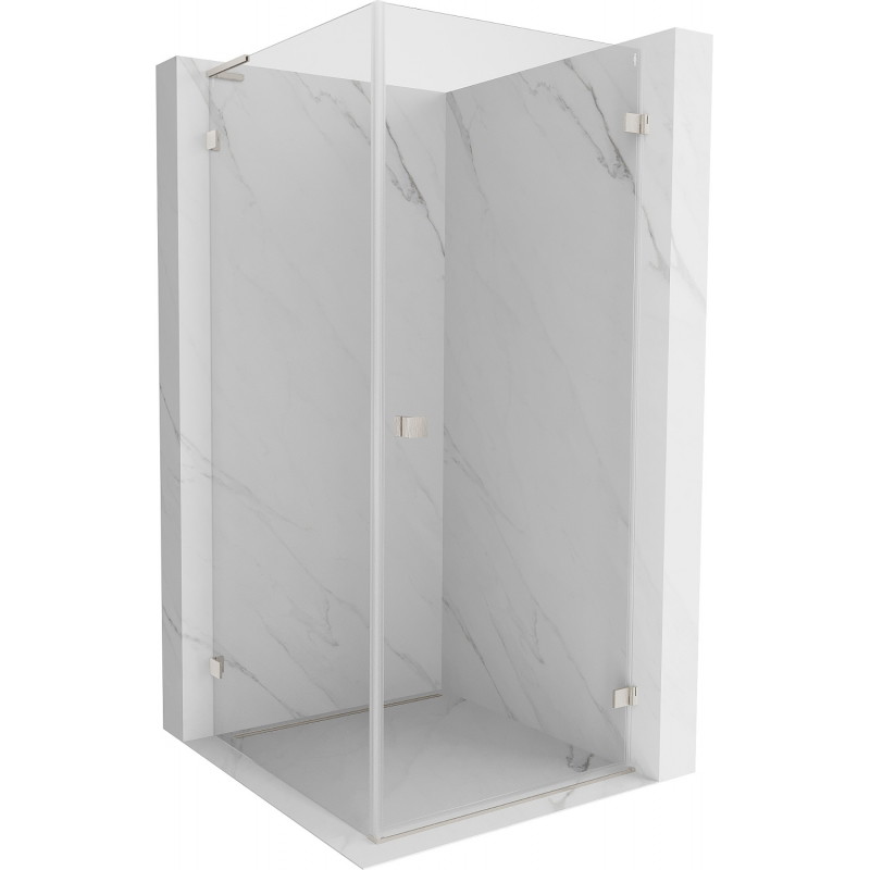 Mexen Lunar-B L Duschkabine, schwenkbar rechts 80 x 80 cm, transparent, gebürstetes Nickel - 832L-080-080-97-00-P