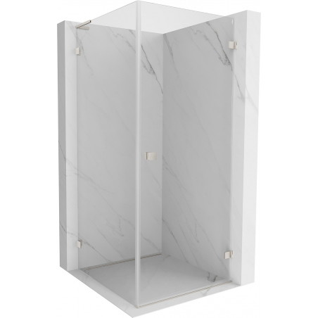 Mexen Lunar-B L Duschkabine schwenkbar rechts 100 x 100 cm, transparent, gebürsteter Nickel - 832L-100-100-97-00-P