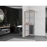Mexen Kioto+ Duschwand mit Ablage Walk-in 90 x 200 cm, schwarzes Gitter, Roségold - 800-090-121-60-77
