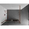 Mexen Kioto+ Duschwand mit Ablage Walk-in 100 x 200 cm, schwarzes Gitter, Roségold - 800-100-121-60-77