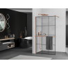 Mexen Kioto+ Duschwand mit Regal Walk-in 110 x 200 cm, schwarzes Gitter, Roségold - 800-110-121-60-77