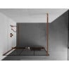 Mexen Kioto+ Duschwand mit Regal Walk-in 110 x 200 cm, schwarzes Gitter, Roségold - 800-110-121-60-77