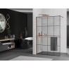 Mexen Kioto+ Duschwand mit Regal Walk-in 140 x 200 cm, schwarze Raster, Roségold - 800-140-121-60-77