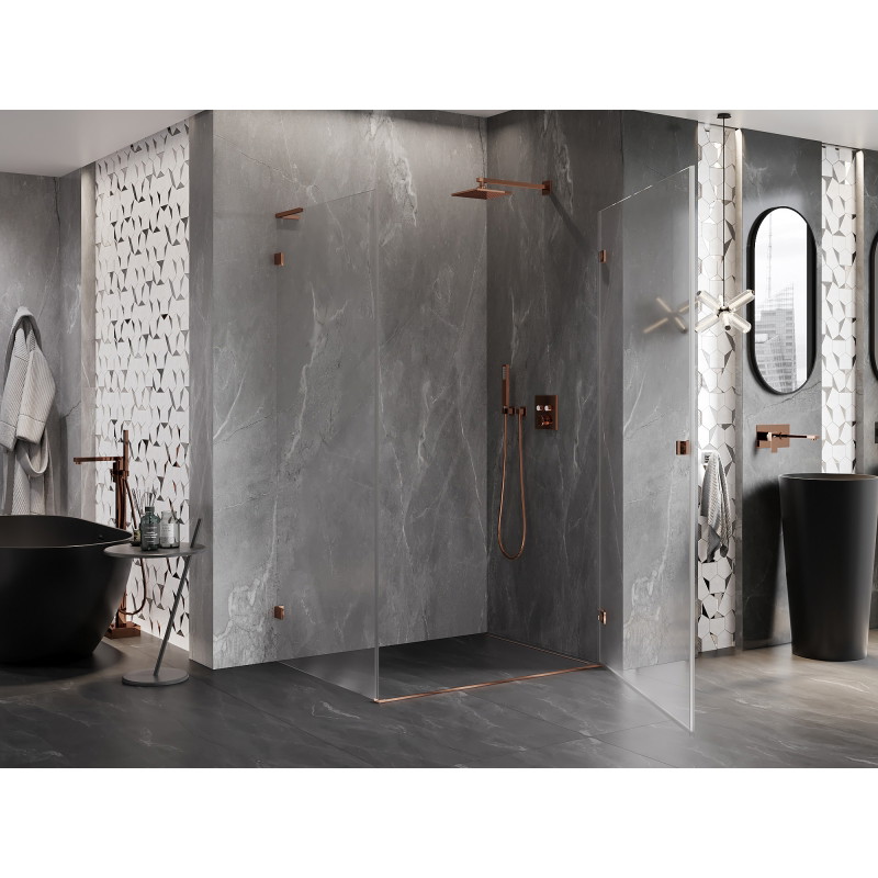 Mexen Lunar-B L Duschkabine, rechts öffnend, 95 x 80 cm, Transparent, Roségold - 832L-095-080-60-00-P