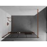 Mexen Kioto+ Duschwand mit Ablage Walk-in 90 x 200 cm, schwarzes Muster, Roségold - 800-090-121-60-78