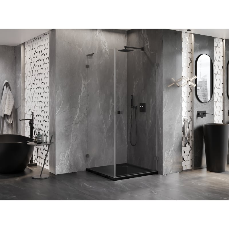 Mexen Lunar-B L Duschkabine rechts öffnend 100 x 100 cm, transparent, Gun Metal - 832L-100-100-95-00-P