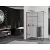 Mexen Kioto+ Duschwand mit Ablage Walk-in 110 x 200 cm, schwarzes Muster, Roségold - 800-110-121-60-78