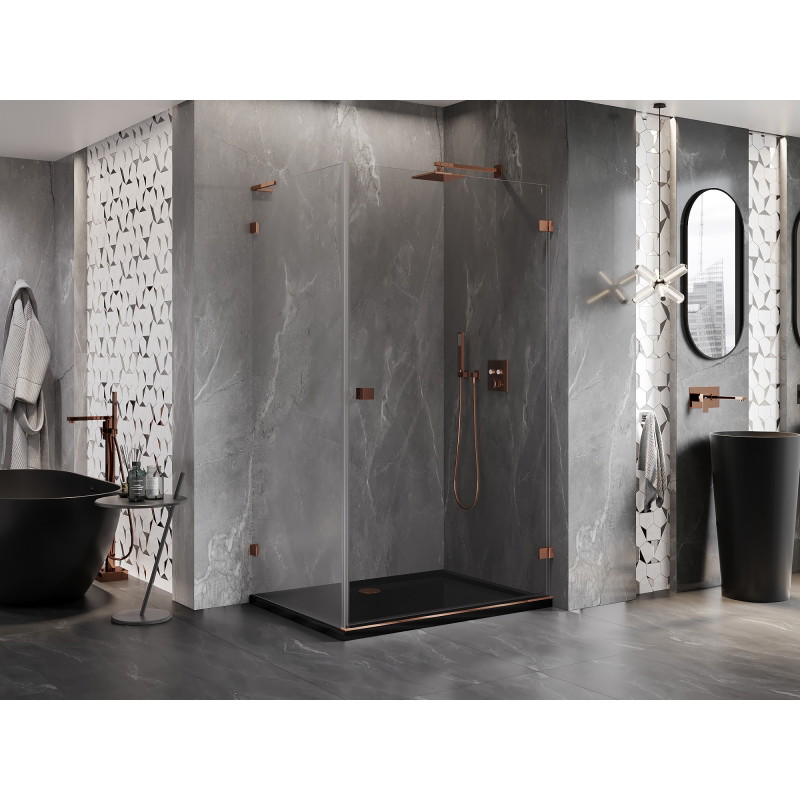 Mexen Lunar-B L Duschkabine schwenkbar rechts 100 x 90 cm, transparent, Roségold - 832L-100-090-60-00-P