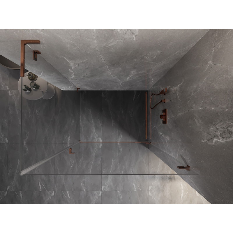 Mexen Lunar-B L Duschkabine schwenkbar rechts 100 x 90 cm, transparent, Roségold - 832L-100-090-60-00-P