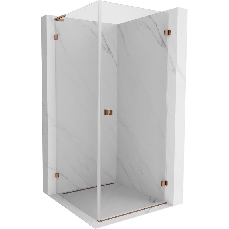 Mexen Lunar-B L Duschkabine, rechts öffnend, 100 x 100 cm, transparent, Roségold - 832L-100-100-60-00-P