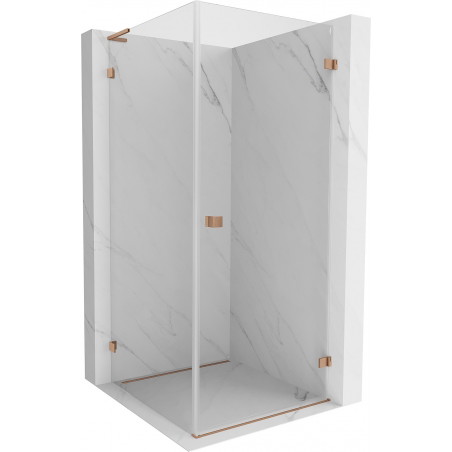Mexen Lunar-B L Duschkabine, schwenkbar, rechts 90 x 90 cm, transparent, gebürstetes Kupfer - 832L-090-090-65-00-P